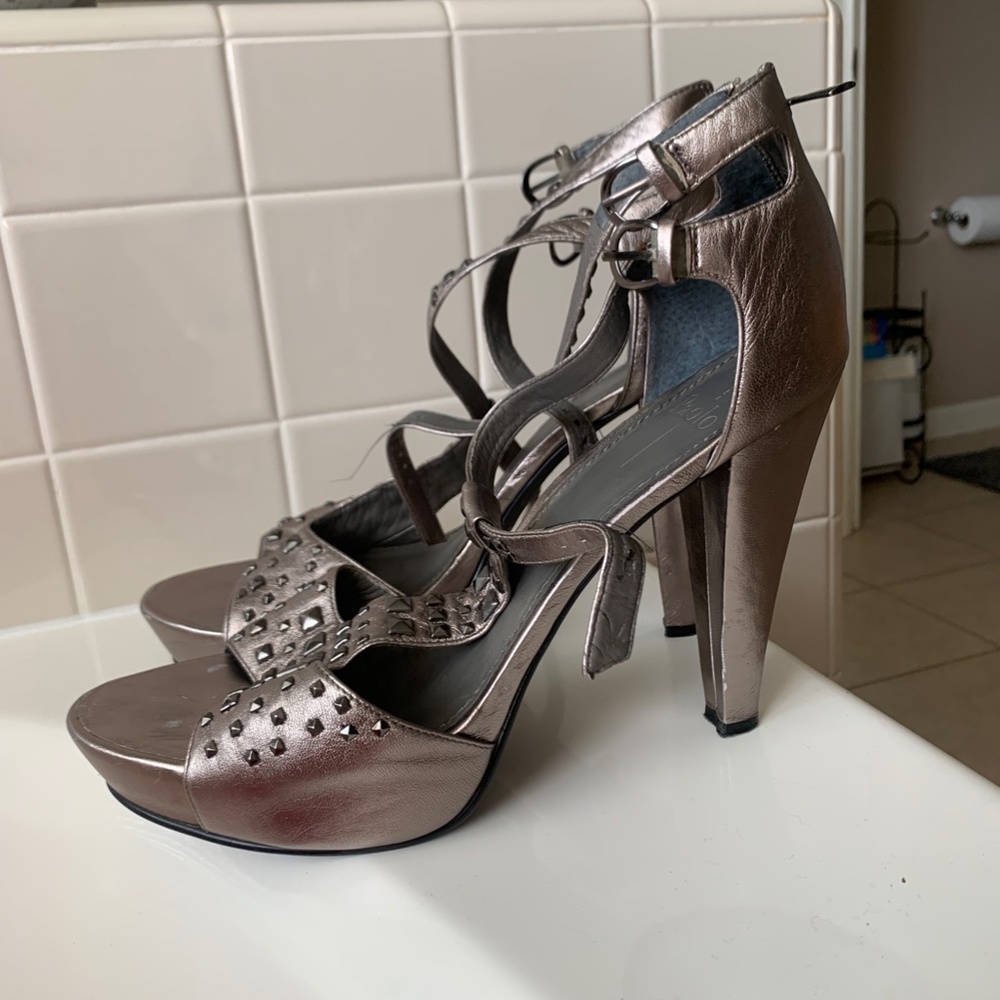 Lena Paolo, Silver Studded Heels, Size 13